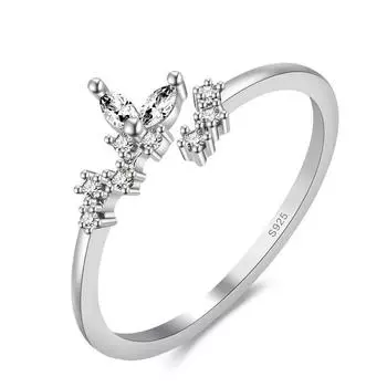 Изысканное кольцо с бабочкой из супер циркона для женщин, аксессуары для указательного пальца, подарочные украшения, кольцо из стерлингового серебра 925 пробы, женские ювелирные изделия белый