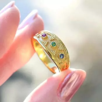 Изысканное кольцо с цветным цирконием, элегантные ювелирные изделия с геометрическим дизайном, роскошные ювелирные изделия Niche Light No. 6