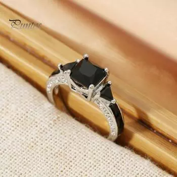 Изысканное кольцо с инкрустацией из кубического циркония, полированное сверкающее кольцо, женское кольцо на палец, ювелирные изделия, аксессуары US 9 чёрный