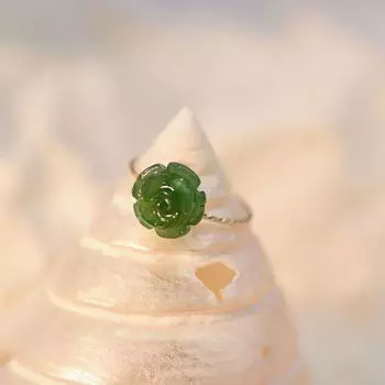 Изысканное кольцо в женском стиле с зелеными кольцами в виде цветка камелии и розы 1Pc