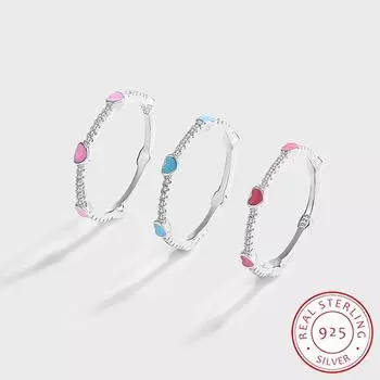 Изысканное красочное эмалированное кольцо из стерлингового серебра в форме любви для женской моды, эмалированные ювелирные изделия из стерлингового серебра ручной работы, подарок на годовщину 6 красный