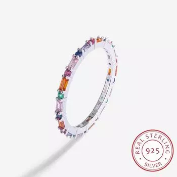 Изысканное красочное кольцо из серебра 925 пробы с цирконием для женщин, модные вечерние украшения, серебряные украшения, ювелирные изделия из стерлингового серебра высокого качества, подарок на годовщину 6 серебряный