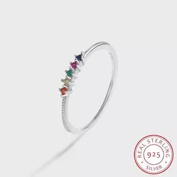 Изысканное красочное кольцо с цирконом круглой формы из серебра S925 для женщин, креативное блестящее ювелирное изделие из стерлингового серебра с цирконом, свадебное кольцо, подарок на день рождения 6 серебряный