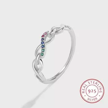 Изысканное красочное серебряное кольцо с цирконом S925 для женщин, модные вечерние украшения, ювелирные изделия из стерлингового серебра, ювелирные изделия из стерлингового серебра высокого качества, подарок на день рождения 6 серебряный