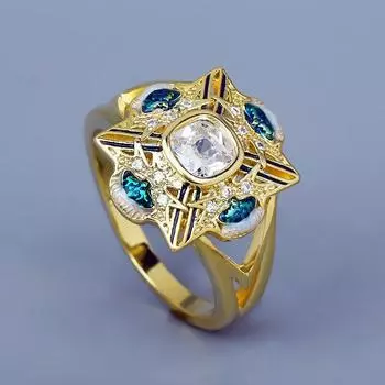 Изысканное креативное женское кольцо с геометрическим квадратом и инкрустацией синим цирконом, кольцо ручной работы с эмалью, новые ювелирные изделия для вечеринок, свадебные украшения 6 золотой