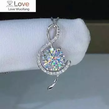 Изысканное круглое ожерелье с подвеской из кубического циркония для женщин в форме музыкального символа, ювелирное изделие 45cm