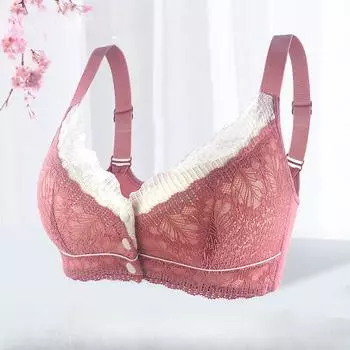 Изысканное кружевное нижнее белье с пряжкой спереди, женское, корректирующее чашечки, регулируемые бретели, для людей среднего и пожилого возраста, без стального кольца, большой бюстгальтер 36/80
