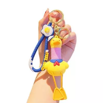 Изысканное мастерство Брелок Милый дизайн утки Брелок с телескопическим шнурком Мультяшный брелок для рюкзака для детей фиолетовый