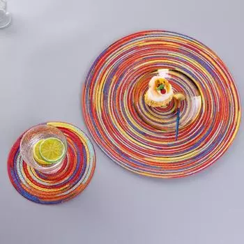 Изысканное мастерство изготовления покрытия для стола, широкое применение, хлопковая круглая натуральная трикотажная подставка для столовых приборов 30cm серый