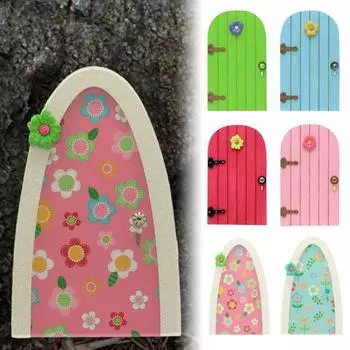 Изысканное мастерство Миниатюрная дверь феи Долговечная Уникальная художественная скульптура Дом на дереве Статуя Сад Декор синий