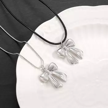 Изысканное металлическое ожерелье с подвеской в виде банта для женщин и девочек, нежный темпераментный бант, ключичная цепочка, ювелирные изделия, аксессуары, подарки