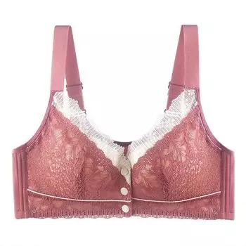 Изысканное нижнее белье на пуговицах с кружевом спереди, женское нижнее белье с регулируемой чашкой, регулируемый плечевой ремень для среднего и пожилого возраста, без стальных колец, большой бюстгальтер 36/80
