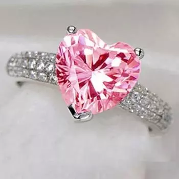 Изысканное обручальное кольцо в форме сердца с розовыми и белыми стразами, подарочное кольцо для вечеринки 6 розовый