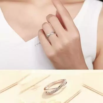 Изысканное открытое кольцо с бриллиантовым крестом: Переплетенное женское кольцо Love с полным бриллиантовым дизайном Adjustable