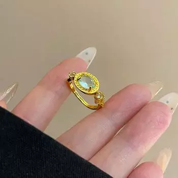 Изысканное овальное кольцо с кристаллом циркония, простое регулируемое геометрическое кольцо, женские ювелирные изделия, подарки