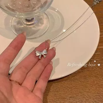 Изысканное ожерелье-бантик «кошачий глаз» для женщин, легкое, роскошное, высококачественное, нишевое, свитер, ожерелье на ключицу