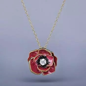 Изысканное ожерелье для женщин, красная эпоксидная подвеска с цветком, модное женское ожерелье, эмалированная вручную цепочка на свитер, женские украшения разноцветный