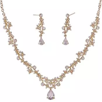 Изысканное ожерелье из циркона, комплект из двух частей свадебной цепочки на шею с изображением лесного цветка и лозы, ожерелье для вечернего платья «чонсам»