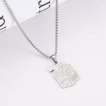 Изысканное ожерелье из нержавеющей стали с подвеской в виде коробки сока, индивидуальное ожерелье в стиле хип-хоп, аксессуары для толстовки с капюшоном, ювелирные изделия для пар 1pc