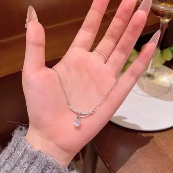 Изысканное ожерелье из титановой стали с микро-инкрустацией из циркония в виде звезды на ключице для женщин X1569 серебряный