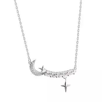 Изысканное ожерелье с четырехконечной звездой в виде луны для женщин-меньшинств, легкий роскошный стиль, цепочка для воротника