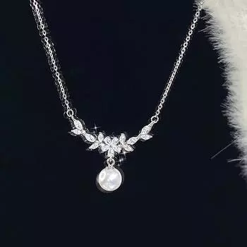 Изысканное ожерелье с цветочным жемчугом для женщин и девочек, легкая роскошная цепочка с цирконием на ключицу, свадебные украшения, подарок на день рождения
