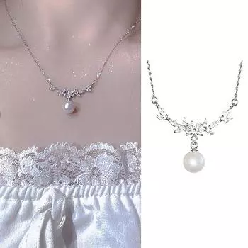 Изысканное ожерелье с цветочным жемчугом для женщин и девочек, легкая роскошная цепочка с цирконием на ключицу, свадебные украшения, подарок на день рождения