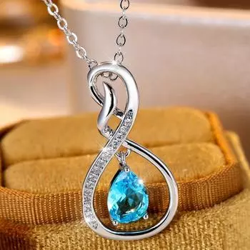 Изысканное ожерелье с каплями воды, аквамарин, 8 линий, полое ожерелье, модное женское ожерелье для банкета, ювелирное изделие, подарок синий