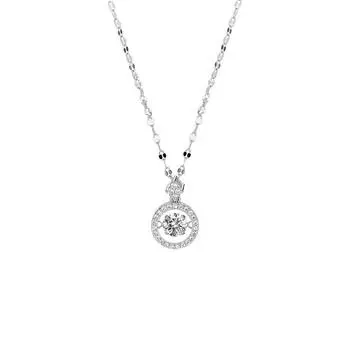 Изысканное ожерелье с кольцом из камня Мосанг для женского меньшинства: Геометрическая круглая сверкающая ключичная цепочка