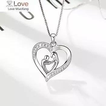 Изысканное ожерелье с подвеской в форме сердца, ювелирные изделия «Объятия матери и ребенка», элегантные аксессуары для женщин на День матери 45cm