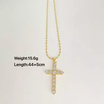 Изысканное ожерелье с подвеской в виде креста и циркона в стиле хип-хоп, подходящее для повседневной носки женщин, подарок на свидание золотой