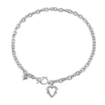 Изысканное ожерелье с подвеской в виде сердца, модное ожерелье с сердцем с золотым или серебряным покрытием, ювелирное изделие для молодых женщин-модниц серебряный