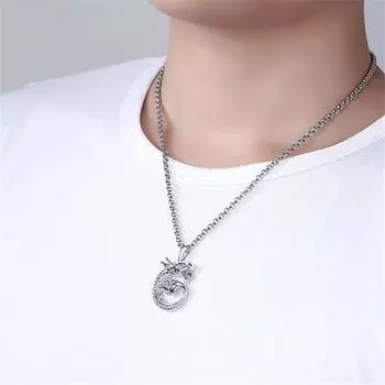 Изысканное ожерелье с подвеской в виде дракона для мужчин, ювелирные изделия, винтажное мужское колье из стерлингового серебра 925 пробы, аксессуары для мальчиков 50+5cm