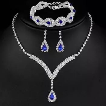 Изысканное ожерелье со стразами, серьги, браслет из трех частей, хрустальная цепочка на ключицу, аксессуары для ужина, ожерелье чёрный