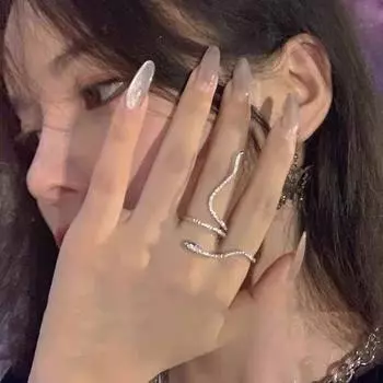 Изысканное регулируемое кольцо со змеей на день рождения, невеста, принцесса, свадьба, помолвка, экзотическое кольцо с цирконом, кольцо со змеей в виде животного