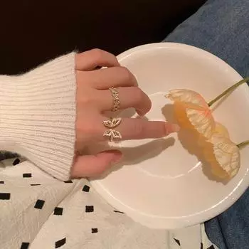 Изысканное регулируемое японское роскошное кольцо-бабочка для женщин small