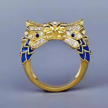 Изысканное ретро золотое кольцо с цветком рыбы ручной работы эмалированные волосы дамы ручной работы рождественский подарок No. 6