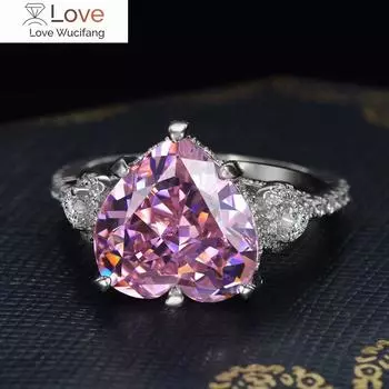 Изысканное роскошное женское кольцо в форме сердца, благородные ювелирные изделия для вечеринок, великолепное свадебное кольцо, индивидуальный подарок, эстетические аксессуары 9