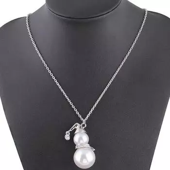 Изысканное рождественское ожерелье с подвеской в виде снеговика из жемчуга для женщин и девочек, милая универсальная длинная цепочка для свитера, рождественские подарки золотой