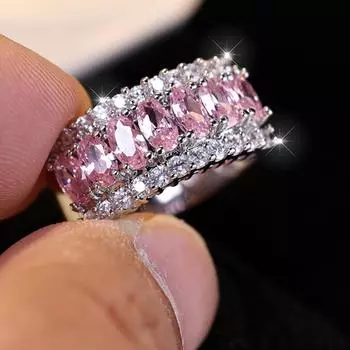 Изысканное розовое кольцо с конским глазом для женщин, обручальное кольцо, романтическое предложение, подарок 6 розовый