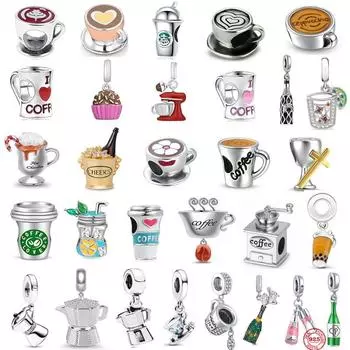 Изысканное серебро 925 пробы, кофейная чашка, бокал для красного вина, очаровательная бусина, подходит для оригинального модного браслета, ювелирные изделия своими руками для женщин