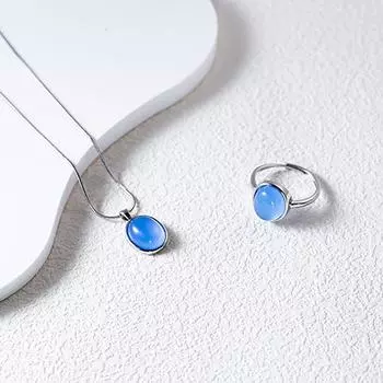 Изысканное синее ожерелье для женщин, легкое, роскошное, темпераментное, овальное, из нержавеющей стали, цепочка в виде змеиной кости, ювелирные изделия Tide