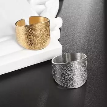 Изысканное трендовое кольцо из нержавеющей стали с гексаграммой и магическим кругом для мужчин и женщин, кольцо с печатью Соломона, таинственный подарок в виде ювелирного изделия 8
