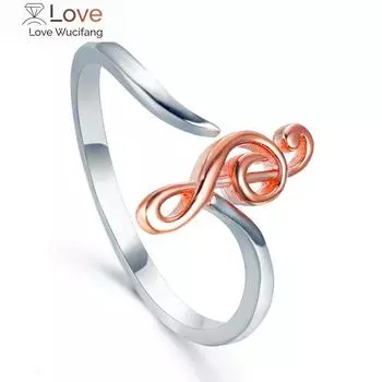 Изысканное женское открывающееся кольцо с музыкальным символом, простые и изящные аксессуары, повседневные украшения для девочек-подростков Resizable