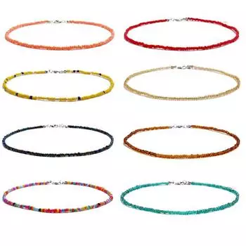 Изысканное женское ожерелье ручной работы с жалкими разноцветными короткими простыми бусинами, модное 40cm