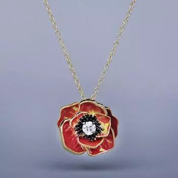 Изысканное женское ожерелье с цветочной подвеской, ожерелье с красным цветком, модное эмалированное свитер ручной работы, ювелирное изделие, Рождественский подарок красный