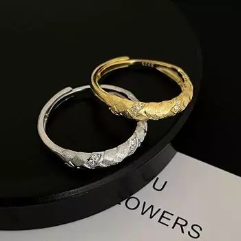 Изысканное женское плетеное кольцо из серебра 925 пробы с пшеничными ушками — бывшее в употреблении, высокого качества с уникальной матовой текстурой RS3053, Adjustable opening серебряный