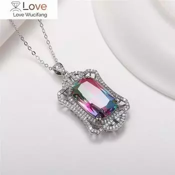 Изысканное женское роскошное ожерелье с подвеской с ослепительным кубическим цирконием, цветным камнем, модное заявление, распродажа ювелирных изделий 42cm 5cm