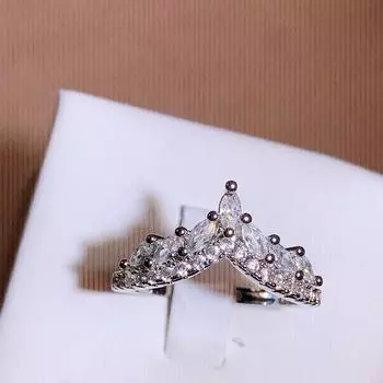 Изысканное женское V-образное кольцо с цирконом AAAA, модное женское ювелирное изделие, свадебное кольцо невесты, подарок на день рождения, кольцо с мосанитом 6 белый