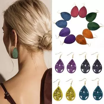 Изысканные 36 цветов, деревянные полые 1 пара, коричневые для женщин и девочек, висячие серьги для свадебной вечеринки, органические ювелирные изделия, подарки, капли воды, красивые круглые серьги в африканском стиле